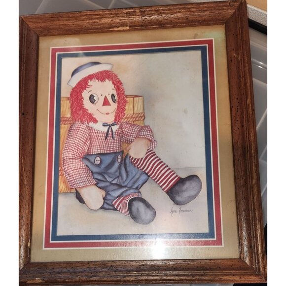 Raggedy Andy Picture Ava Freeman Sitting  Painted  7 x 9 Frame  11 x 13 Frame a - Picture 2 of 5